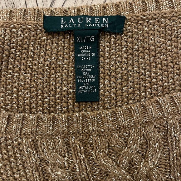 Ralph Lauren Women's Cable Knit Gold Metallic Sweater Size XL - Picture 9 of 9